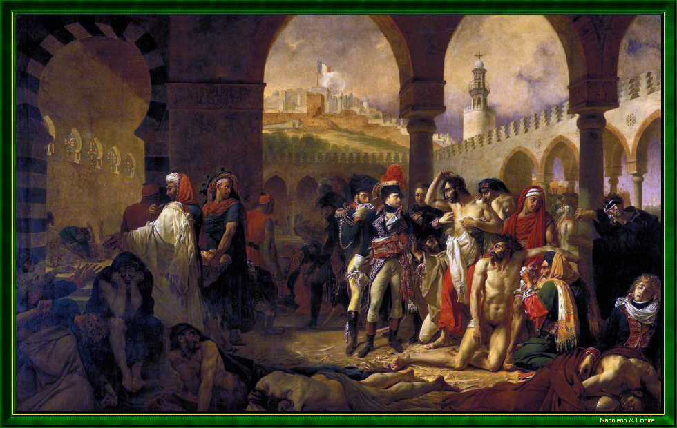 Bonaparte visiting the plague victims of Jaffa, March 11, 1799, by AJ Gros