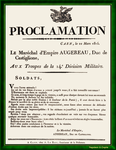 Proclamation of Marshal Augereau, March 22, 1815