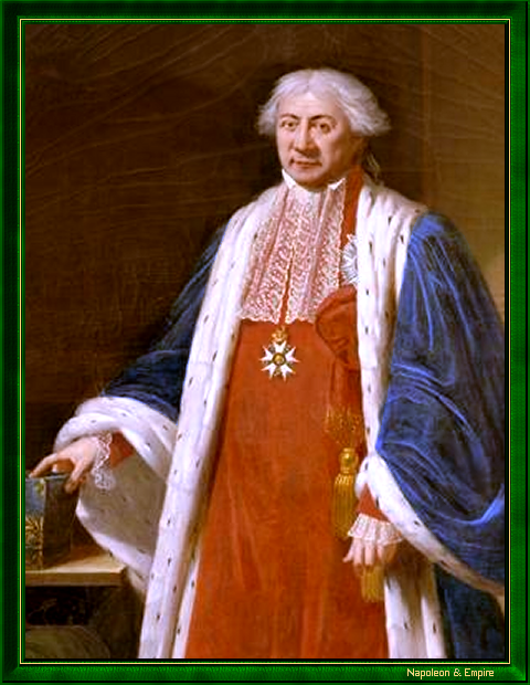"Claude-Ambroise Régnier, duc de Massa, grand-juge et ministre de la Justice" peint en 1808 par Robert Jacques François Faust Lefèvre (Bayeux 1755 - Paris 1830).
