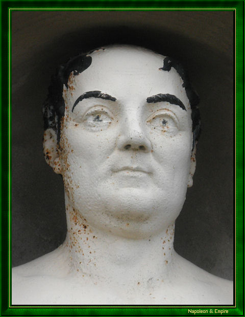 "Jean Joseph Sue". Buste ornant sa tombe au cimetière de Bouqueval.