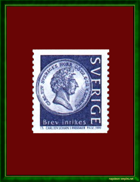 Postage stamp with the effigy of King Charles XIV Jean