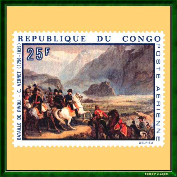 Congolese stamp depicting General Bonaparte at the Battle of Rivoli