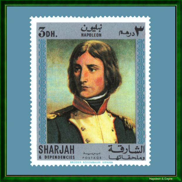 Stamp from Sharjah representing the lieutenant-colonel Bonaparte