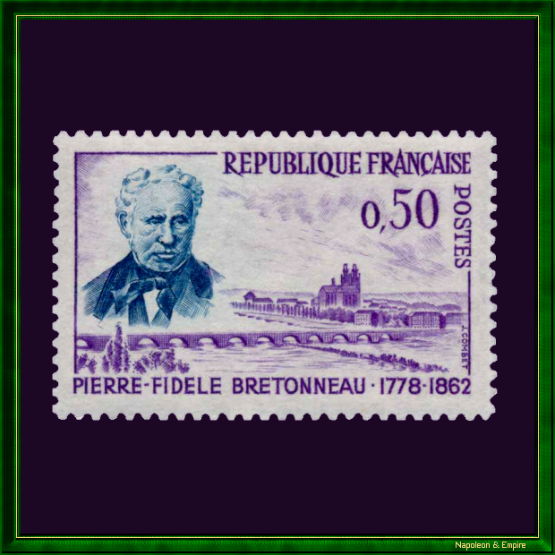 French stamp representing Pierre-Fidèle Bretonneau