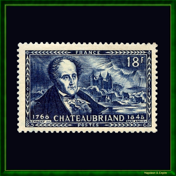 French stamp representing François René de Chataubriand