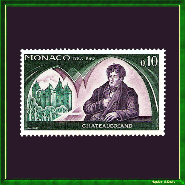 Stamp with the image of François-René de Chateaubriand