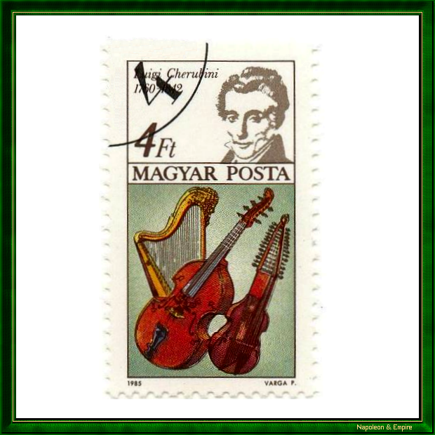 Hungarian postage stamp with the image by Luigi Cherubini