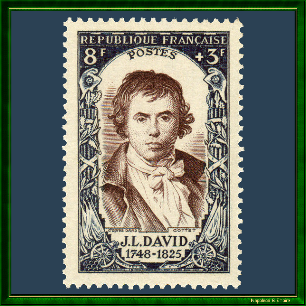 French stamp of 8 francs representing Jacques-Louis David
