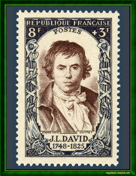 Postage stamp with the effigy of Jacques-Louis David