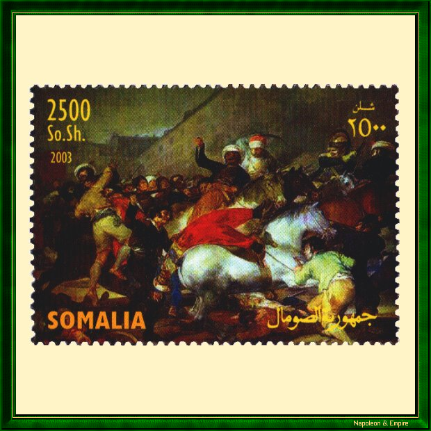 Somali stamp reproducing the painting Dos de Mayo
