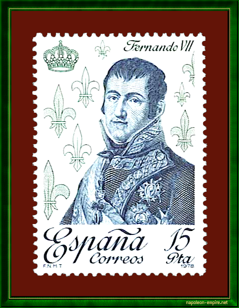 Postage stamp with the effigy of Ferdinand VII of Spain