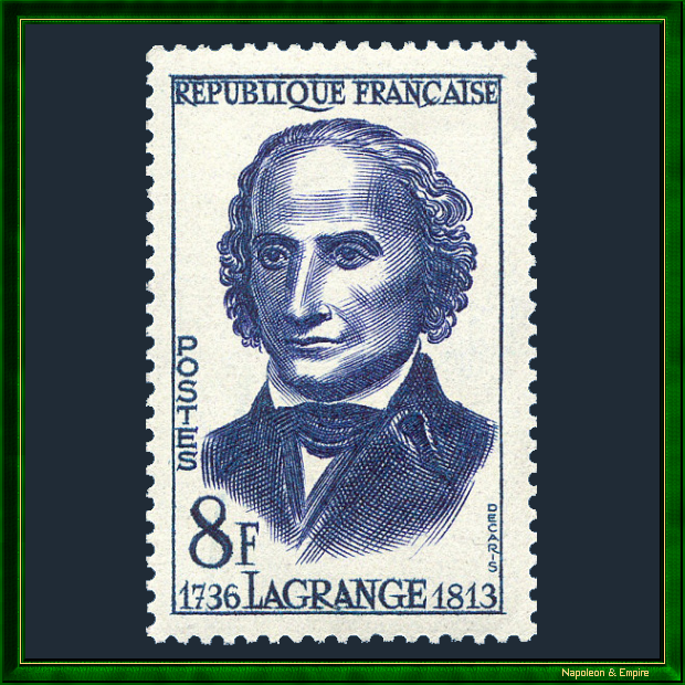 French stamp of 8 francs representing Joseph Louis Lagrange