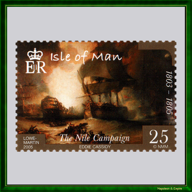 Stamp from the Isle of Man commemorating the battle of the Nile