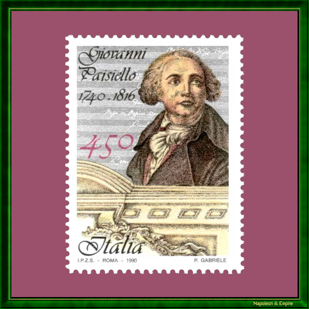 Italian stamp bearing the effigy of Giovanni Paisiello