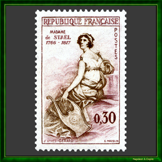 French stamp of 30 centimes representing Germaine de Staël