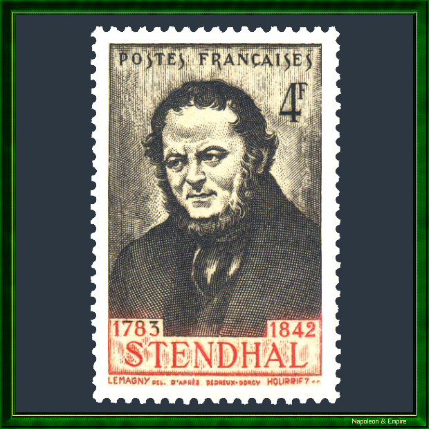 French stamp of 4 francs representing Stendhal
