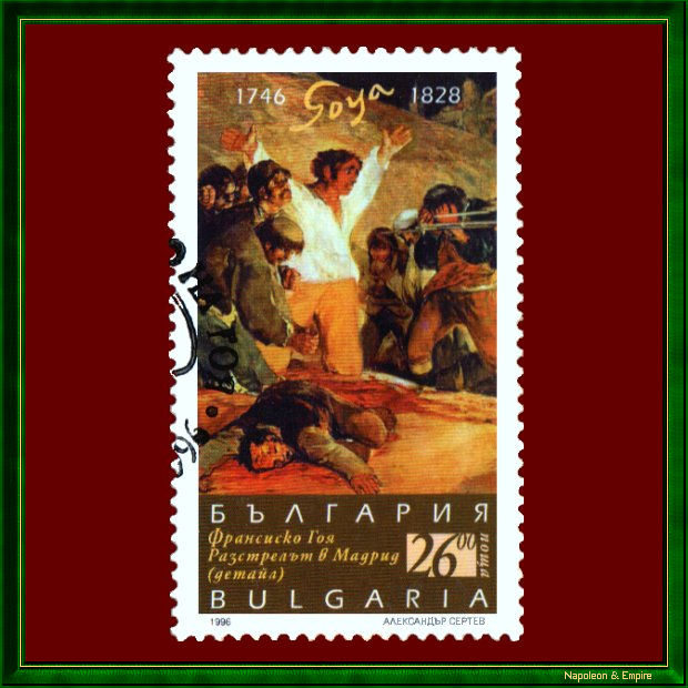 Bulgarian stamp reproducing the painting Tres de Mayo